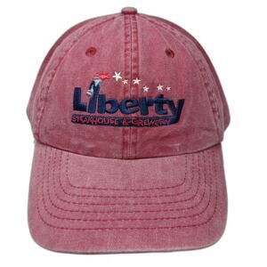HeadShot Baseball Cap Red One Size Slideback Liberty Steakhouse Brewery Hat SC